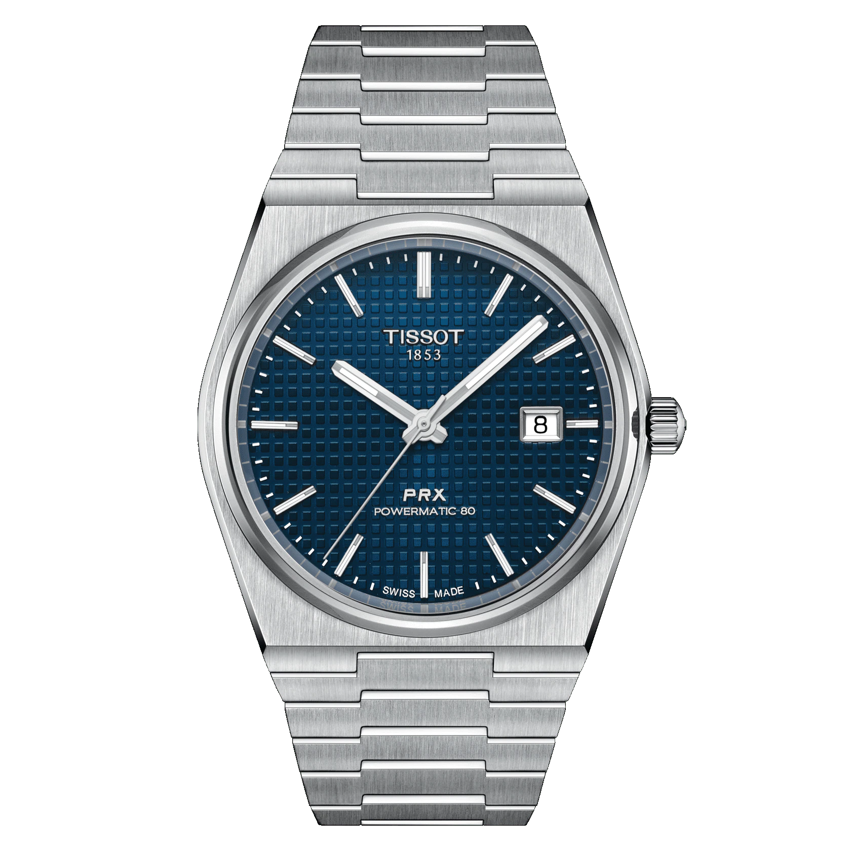 TISSOT 天梭錶 PRX 40 205 復古新浪潮時尚機械男錶(T1374071104100)-40mm-藍面鋼帶