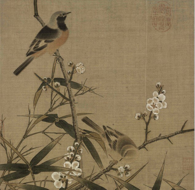 仿古畫名畫復製品宋佚名梅竹雙鵲圖50-50釐米花鳥畫國畫名人字畫