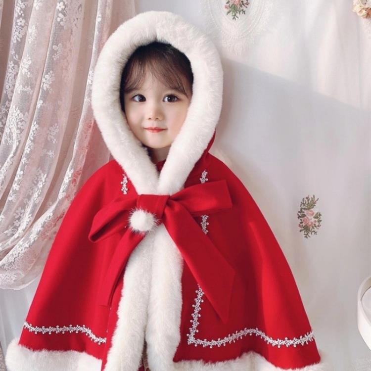 聖誕節兒童服裝寶寶披肩外套聖誕主題衣服女童斗篷披風秋冬季防風 全館免運館