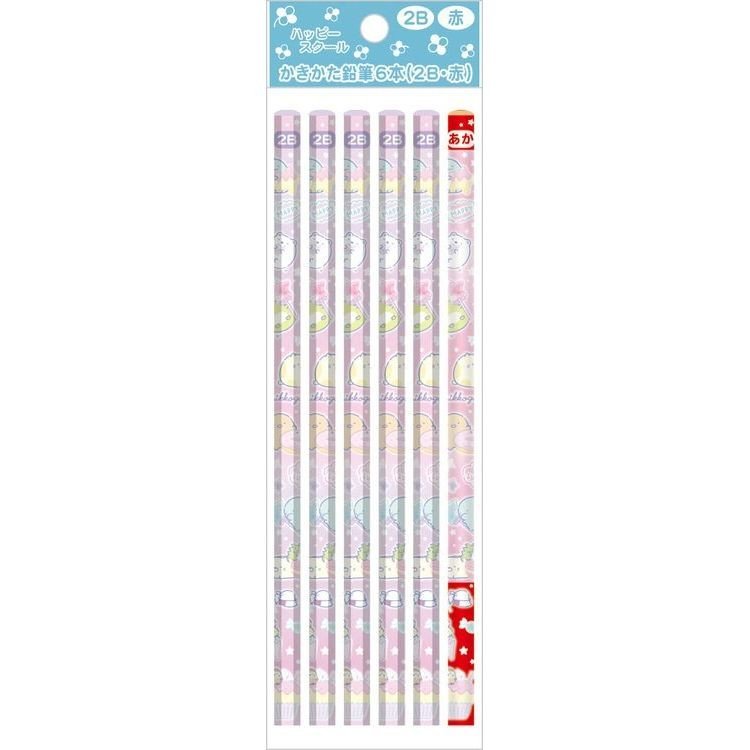 大賀屋 日本製 角落生物 6入 鉛筆 2B鉛筆 6角鉛筆 學習鉛筆 幼童鉛筆 紅筆 角落小夥伴 正版 J00018913