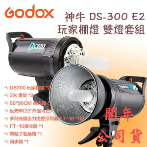 【eYe攝影】GODOX 神牛 DS 300 E2 雙燈套組 附 引閃器 接收器 棚燈 反射傘 柔光箱 燈架 輪子收納箱