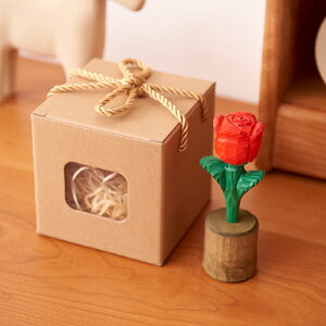 玫瑰花桌面木雕小擺件花朵創意永生花情侶禮品純手工情人節禮物