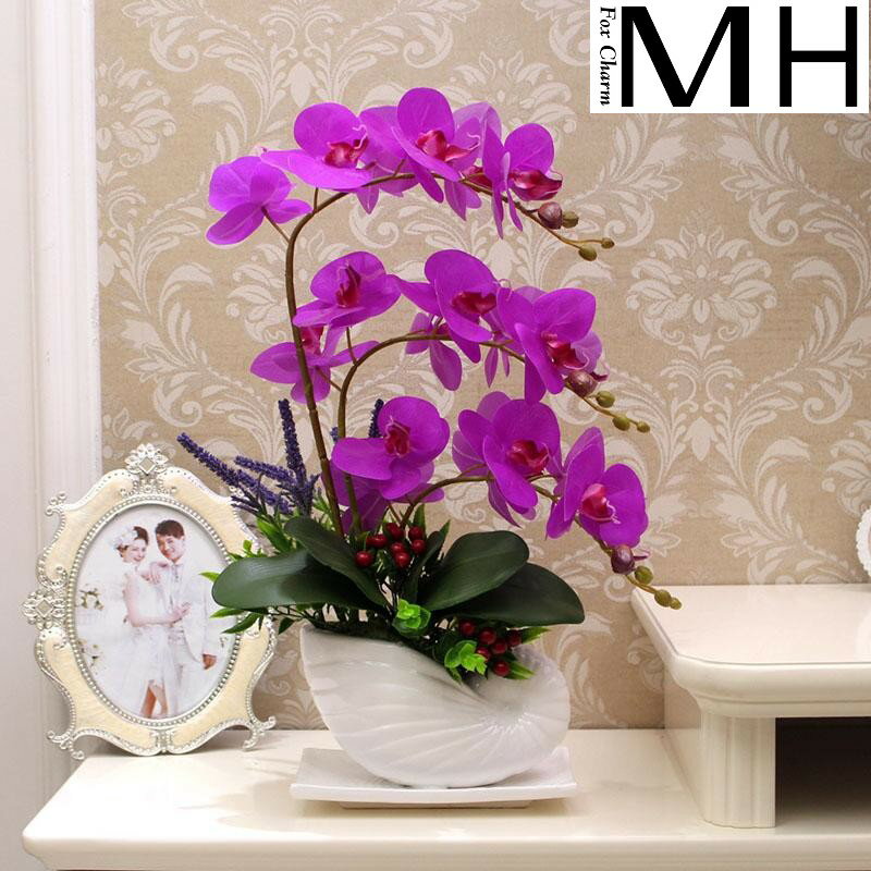 pu手感模擬花蝴蝶蘭套裝客廳假花擺件花藝裝飾品盆栽擺設絹花過