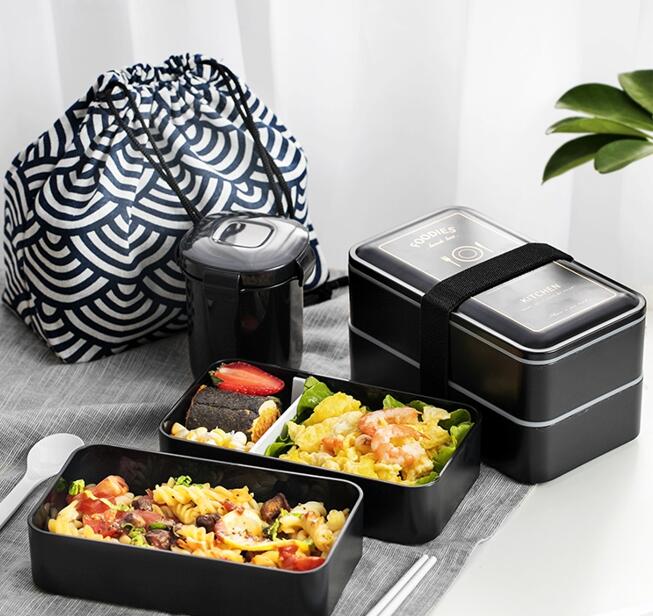 上班族飯盒雙層可愛日式水果便當盒輕食減脂可微波爐加熱餐盒套裝 樂樂百貨