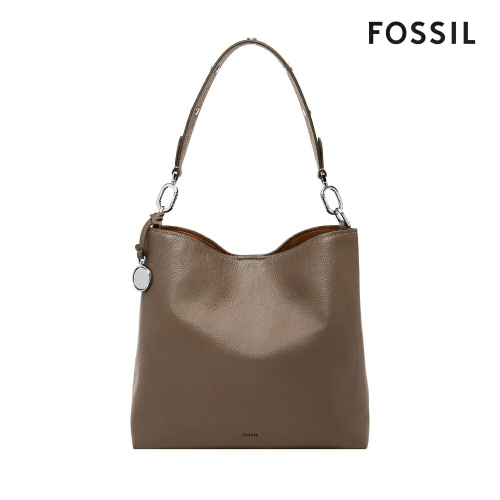 送禮首選★【FOSSIL】Jessie 真皮肩背水桶包-煙灰色 ZB11003793【美國時尚品牌】 附防塵袋+提袋【全館滿額折價★FOSSIL全系列包夾送美妝蛋】
