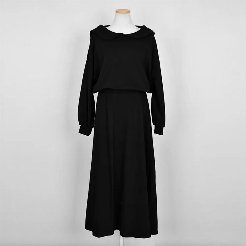 ANNAS 正韓海軍領套裝 棉質長袖長裙 大翻領 海軍領 學院風 顯瘦素面裙子 7