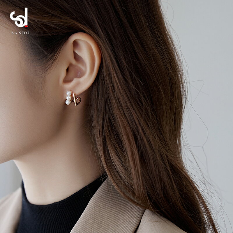 精致珍珠耳飾女夏小眾設計感高級冷性風耳環純銀耳釘2022年新款潮