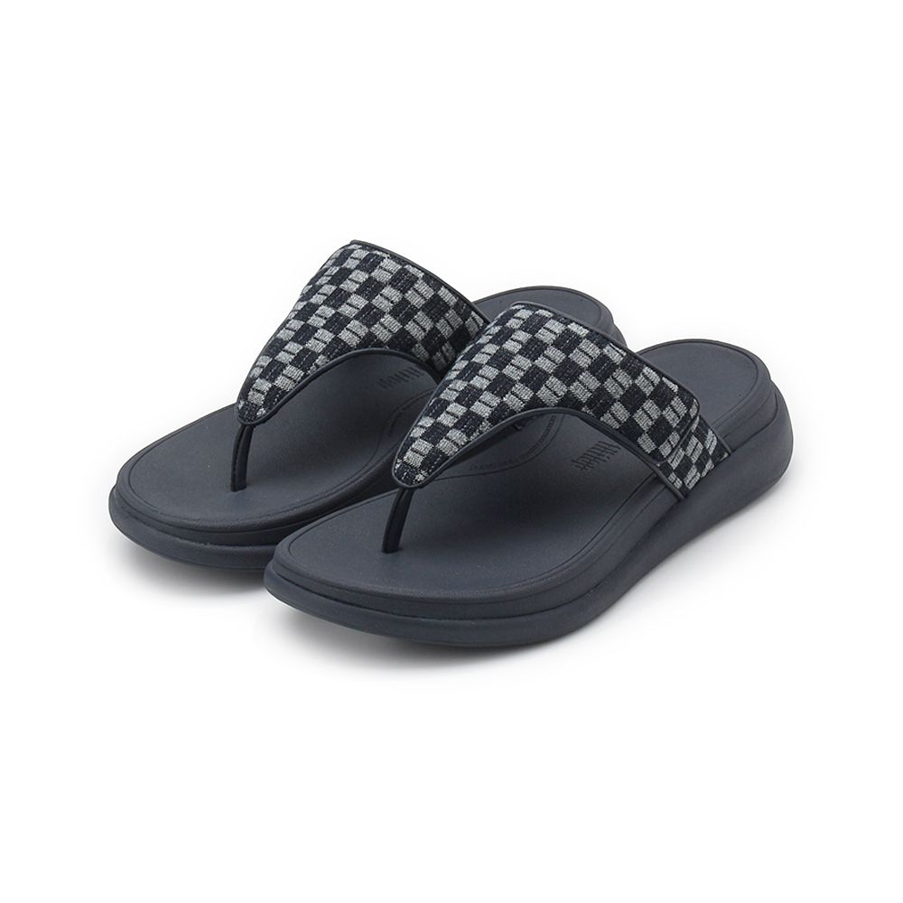 FITFLOP F-MODE GO 魔鬼氈棋盤格夾腳拖鞋 深丹寧藍 6212-16542 女鞋