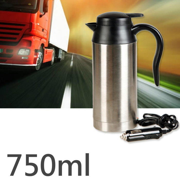 汽車加熱杯 不鏽鋼12V車載電熱杯 車用加熱壺750ML熱水壺 保溫杯 電熱壺【DJ435】 123便利屋