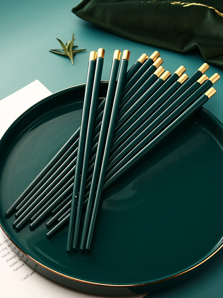 環保輕奢陶瓷筷子家用高檔家用防霉耐高溫餐具網紅筷子十雙裝北歐