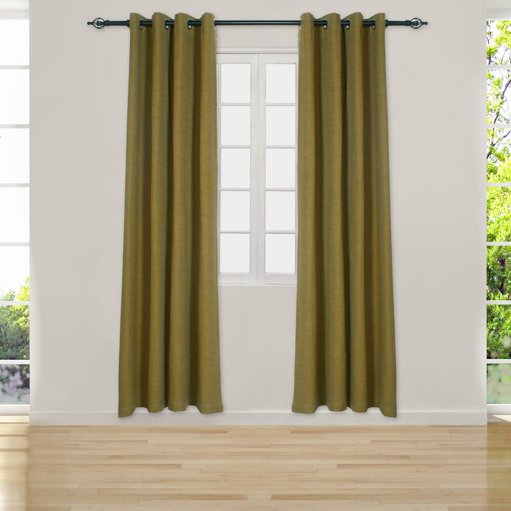 【優選百貨】新款黃綠仿粗麻做好的時尚高遮光客廳臥室書房窗簾成品