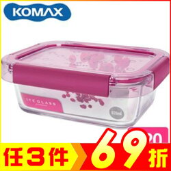 韓國 KOMAX 冰鑽長形強化玻璃保鮮盒 粉 820ml 59854【AE02269】i-Style居家生活