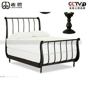 老匠鐵床雙人床成人簡約現代公寓床架子床簡約鐵1.8米雙人床Z109