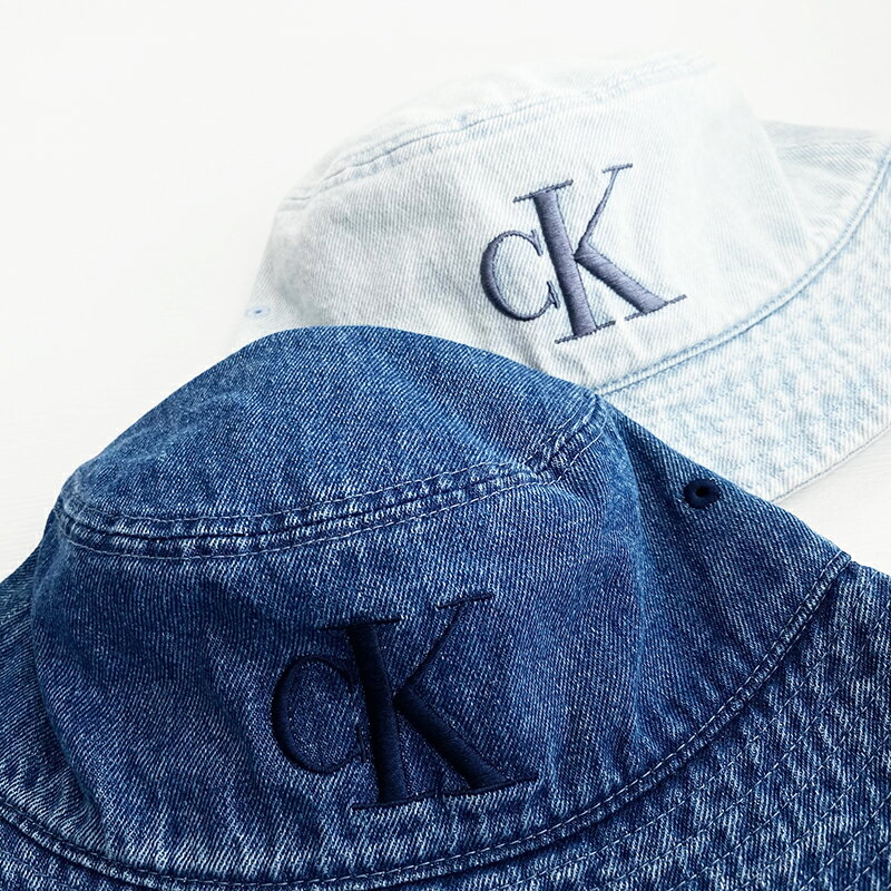美國百分百【全新真品】Calvin Klein 帽子 休閒 CK 牛仔 漁夫帽 LOGO 深藍/淺藍 CQ64