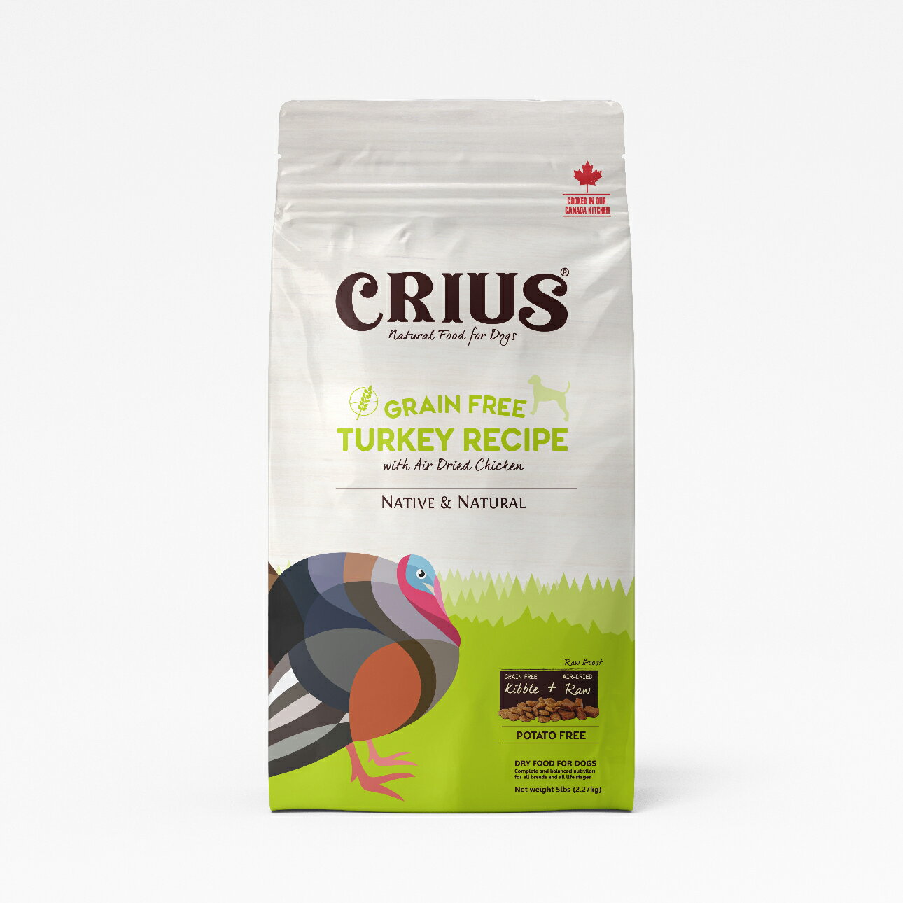 【CRIUS 克瑞斯】無榖火雞肉 全齡犬 犬飼料  高吸收率蛋白質 營養顆粒+風乾肉塊 幫助維持消化道機能