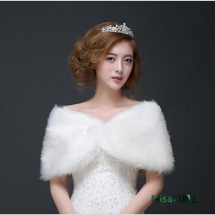 【喵小姐家居】新娘婚紗毛披肩秋冬季披肩結婚旗袍外套伴娘禮服披肩保暖-Misaki精品