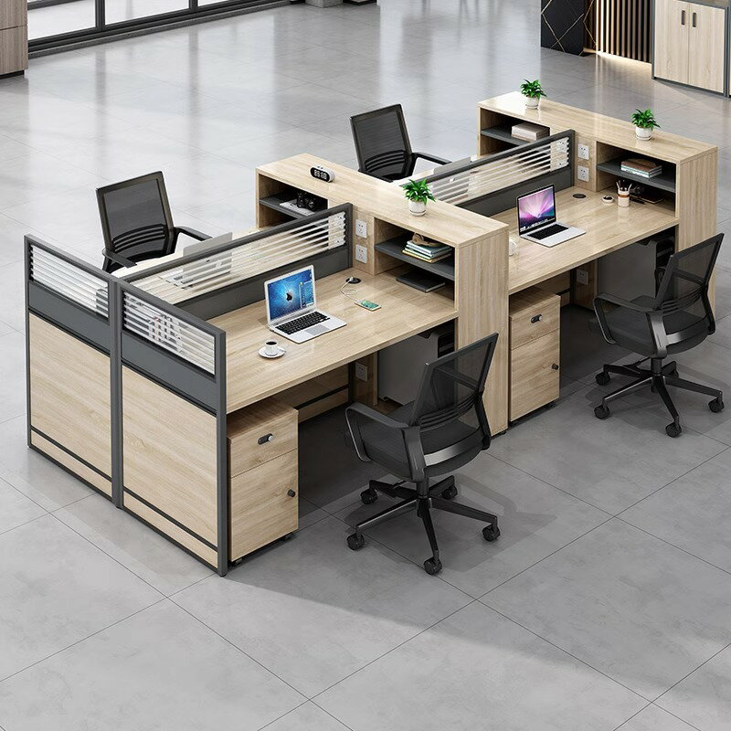 職員辦公桌椅組合辦公室簡約員工工位家具四六人位屏風卡位辦公桌