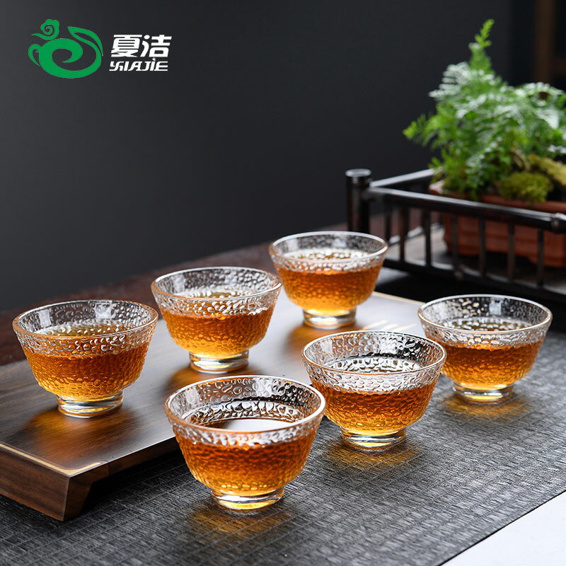 功夫小茶杯6只裝紫砂陶瓷單個主人杯玻璃品茗杯茶具茶盞茶碗白瓷