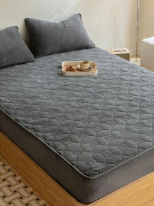 冬季牛奶絨夾棉床笠單件珊瑚絨加厚床墊保護罩全包床罩防塵罩加絨