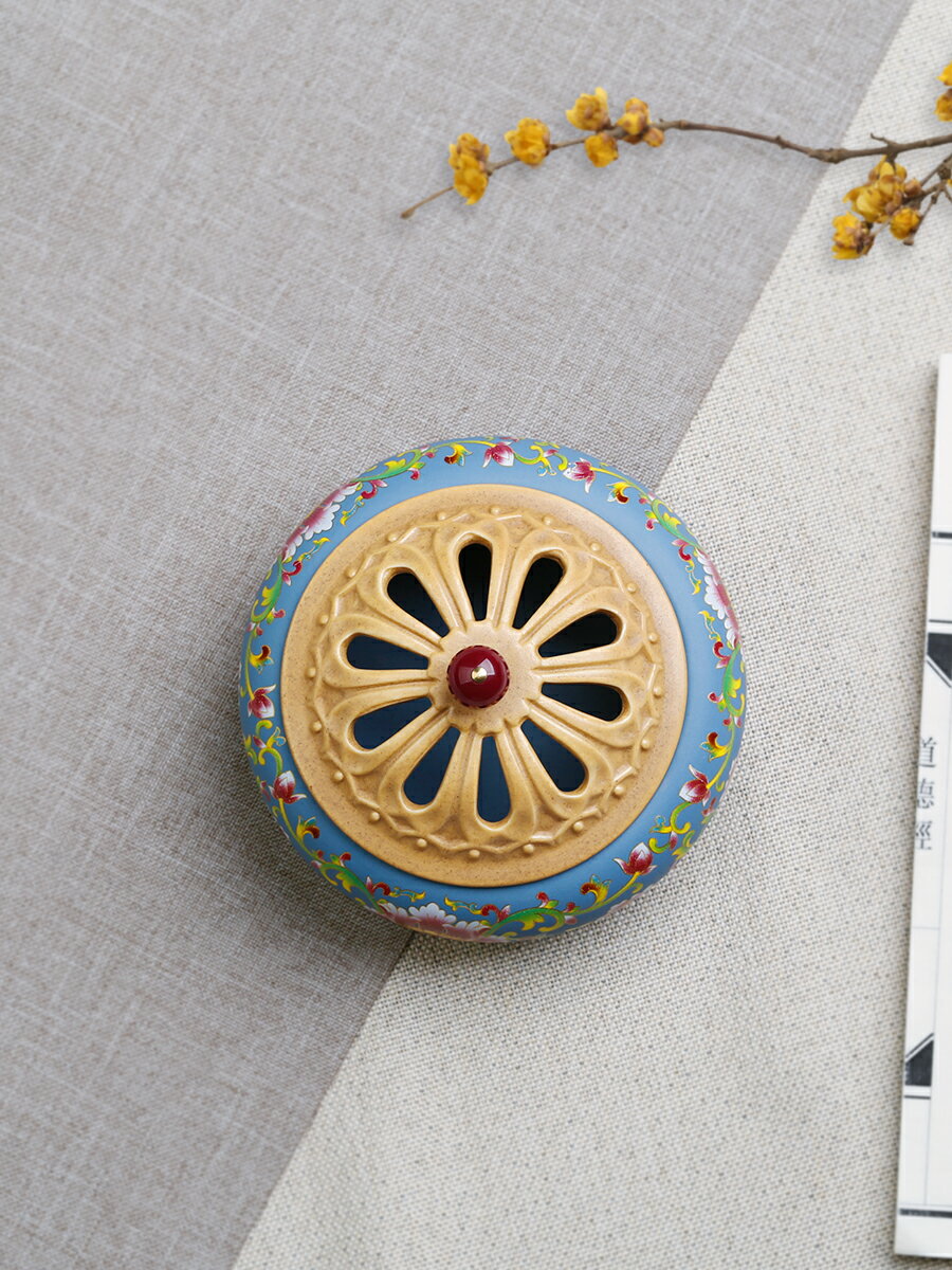 仿古陶瓷盤香爐檀香熏香家用室內沉香香道香盒焚香器禪意供奉擺件| 協貿  