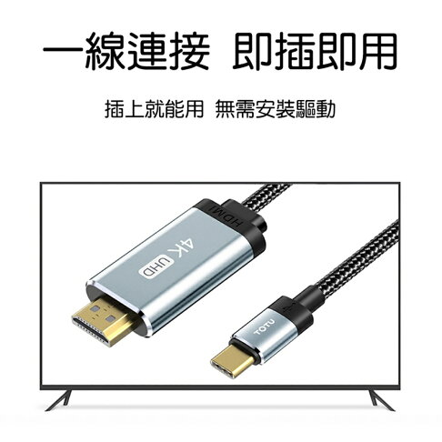 【TOTU 拓途】極速系列Type-C轉HDMI同屏線 BT011【APP享6%回饋】 1