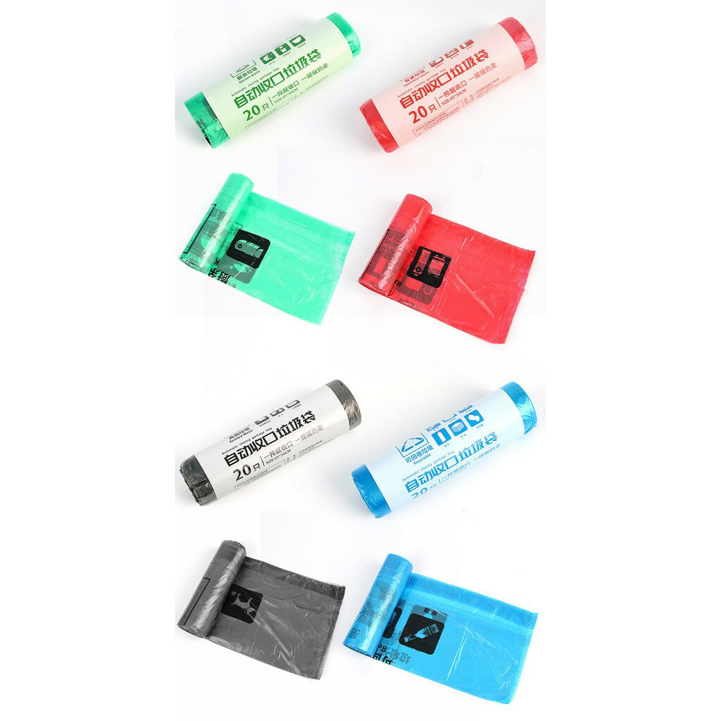 ISONA 20入45x50公分加厚1絲高密度PE手提式垃圾袋 手提垃圾袋 束口垃圾袋 車上垃圾袋 抽繩垃圾袋 拉繩垃圾袋 環保可分解材質 可承重10公斤 2