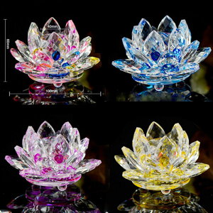 供應水晶蓮花擺件玻璃工藝禮品家居裝飾用品歐式擺件