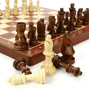 【日本代購】4 張豪華西洋棋套裝紅木木製西洋棋遊戲特大號高度 80 毫米棋子折疊 39*39 公分棋盤桌遊戲