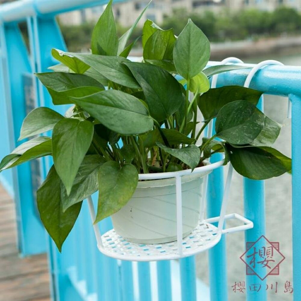 鐵藝花盆架懸掛多層花架子陽臺掛式欄桿裝飾【櫻田川島】