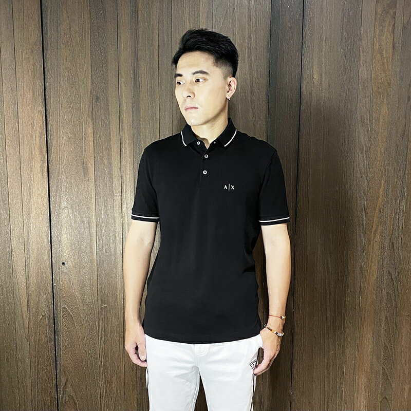 美國百分百【全新真品】Armani Exchange POLO衫 棉質 男款 AX 短袖上衣 logo 黑色 DD84