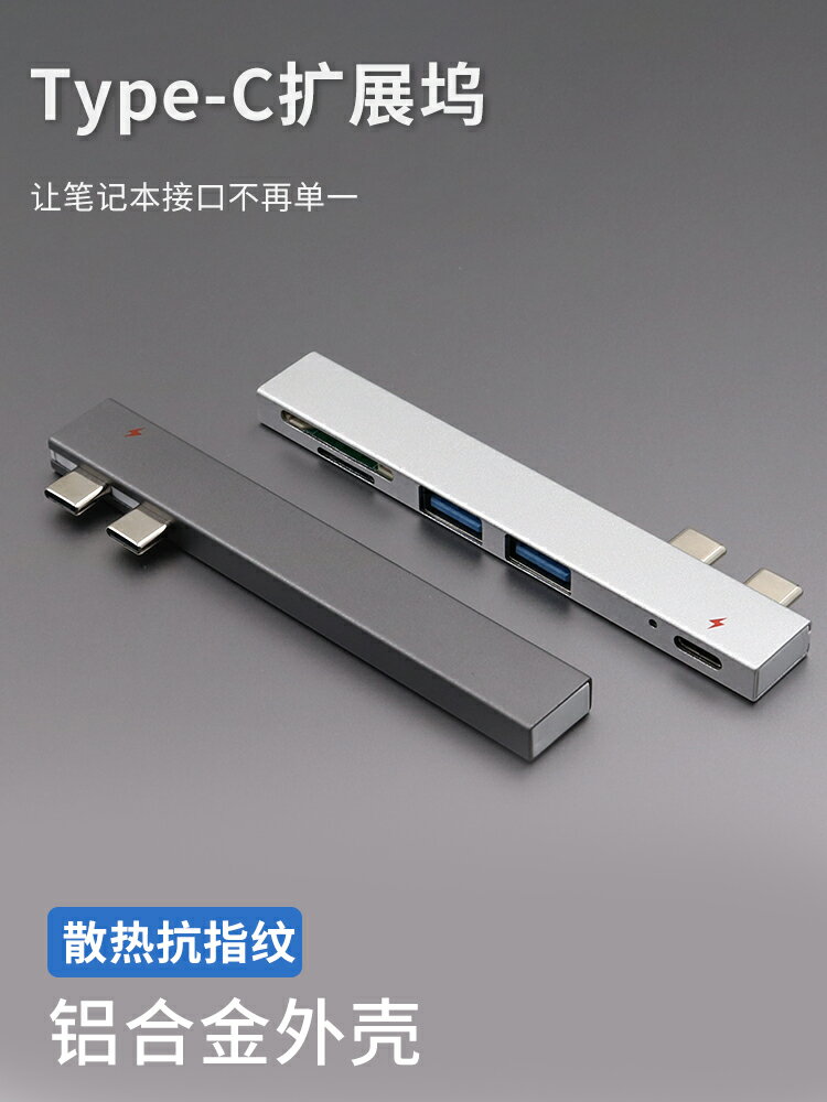 擴展塢 雙Type-C接口擴展塢拓展USB轉接頭HUB分線器接鼠標鍵盤U盤SD讀卡器TF轉換器【MJ18432】