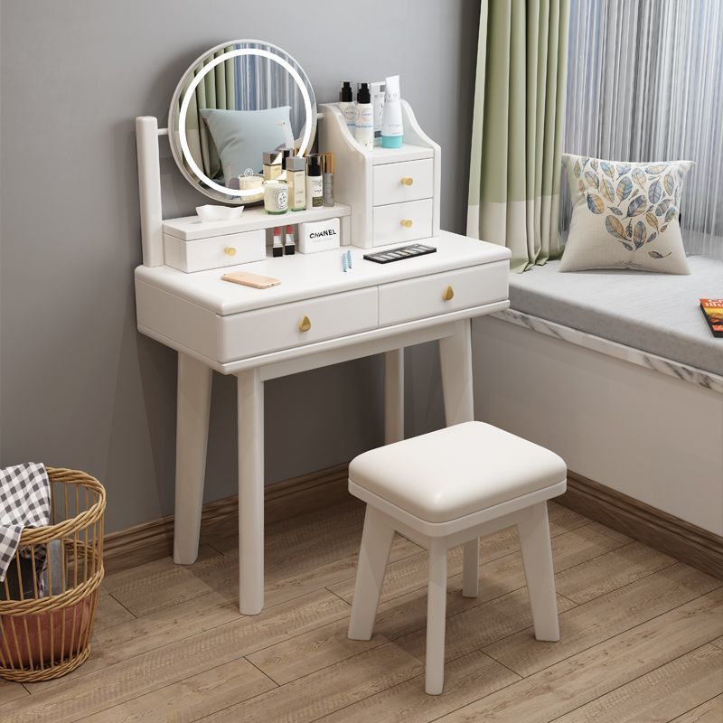 【臺灣公司 可打統編】免運 梳妝臺 化妝桌 現代簡約實木梳妝臺家用臥室小戶型帶LED燈收納櫃一體化妝桌 可開發票 全館五折 工廠現貨直銷 新品特價 z10075