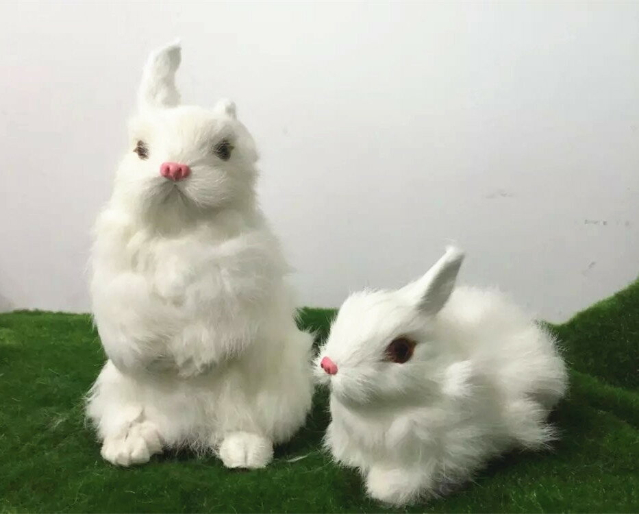 動物模型玩偶 模擬白兔 真皮母子兔 教學攝影舞臺道具玩具