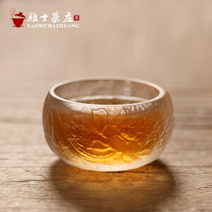 琉璃主人杯耐功夫茶具品茗杯 日式和風簡約透明剔透 耐熱玻璃茶杯