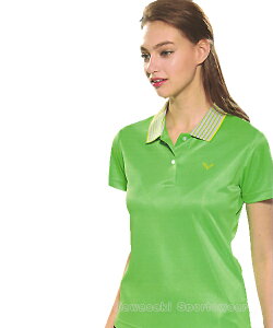 【日本 Kawasaki】女版運動休閒吸濕排汗短POLO衫-螢綠#KW2239A1(排汗衫)