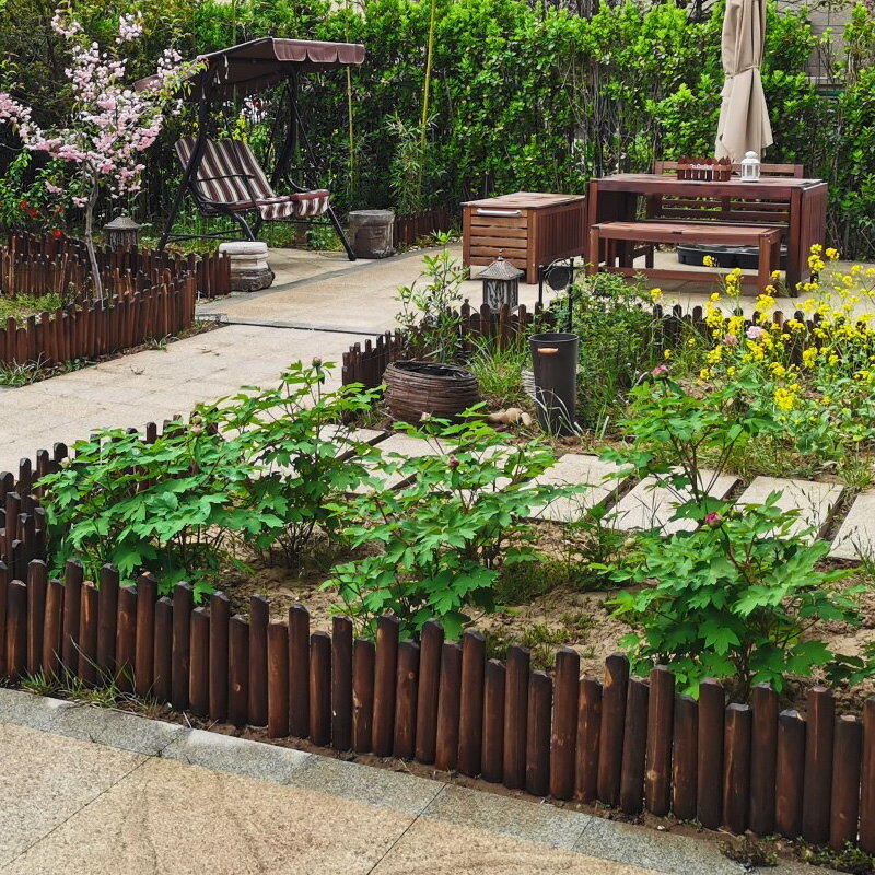 防腐木插地柵欄圍欄室外花園庭院圍墻護欄菜園花壇戶外實木樁籬笆