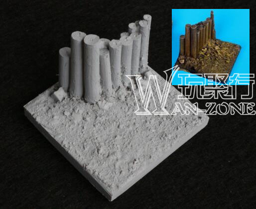 1/35樹脂兵人底座地臺 場景元件 木頭圍墻 50x50mm