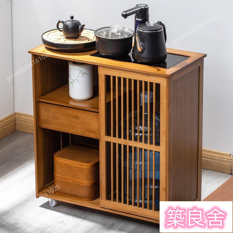免運 移動茶水櫃家用小茶臺燒水泡茶一體辦公室茶邊櫃茶具茶葉收納櫃子茶水櫃 茶桌 茶車 移動帶輪 茶臺 茶臺 泡茶桌 移動