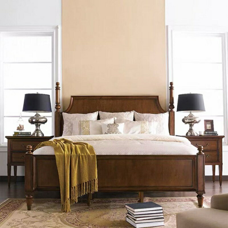 【可打統編 超低價】美式覆古實木架子床法式小戶型主臥羅馬柱實木四柱床1.8米蚊帳長 5