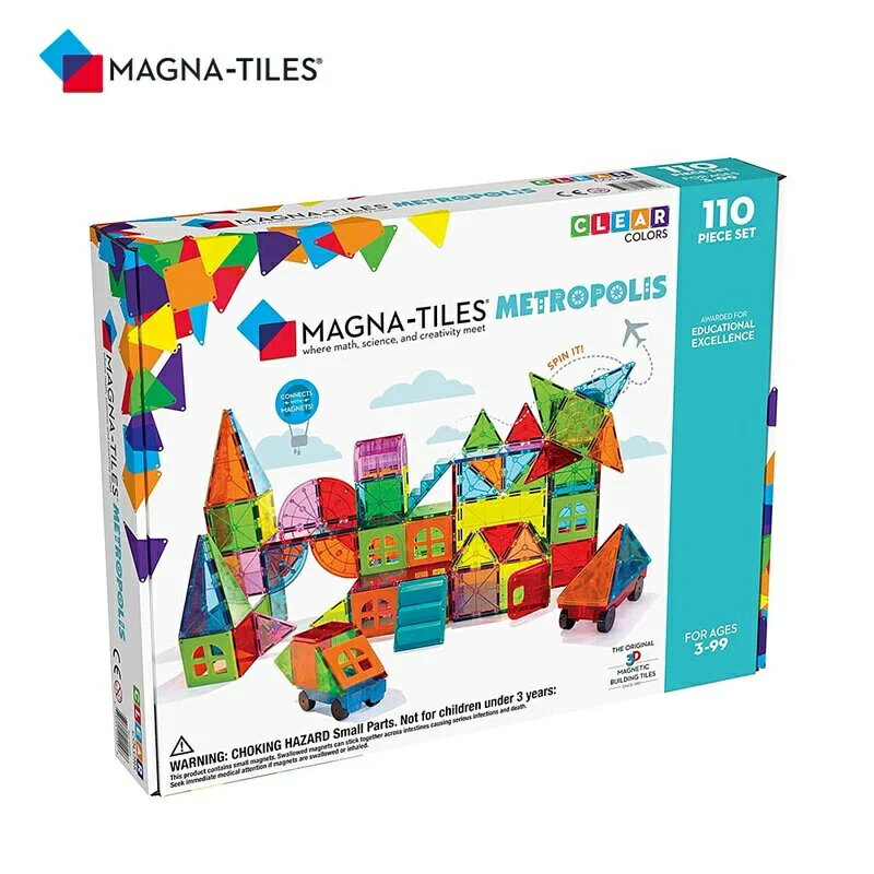 美國 Magna-Tiles®都市磁力積木110片｜兒童節禮物｜生日禮物｜STEM認証