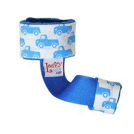 美國 Loopy Gear 寶寶抓緊緊 安撫玩具手腕帶- 藍色小車車【紫貝殼】
