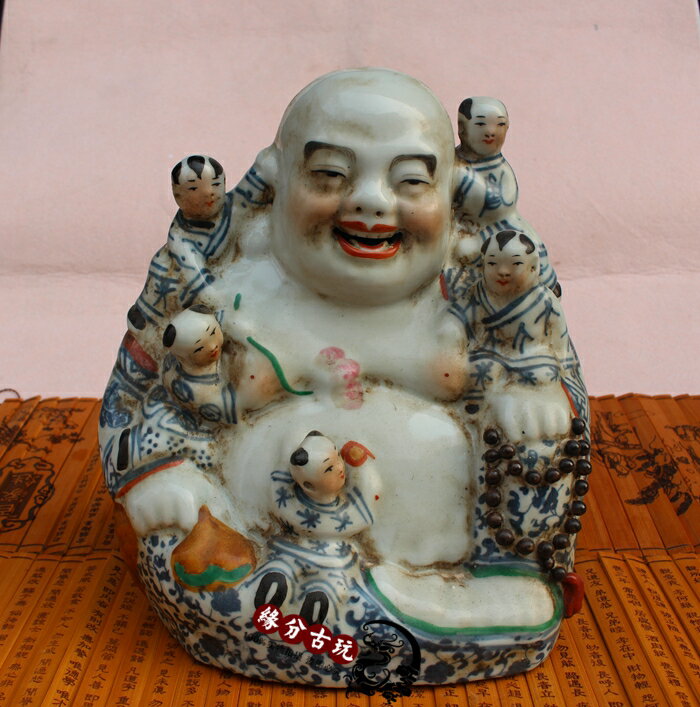 景德鎮仿古陶瓷器古董做舊 五子佛笑口彌勒佛送子佛羅漢 招財擺件1入