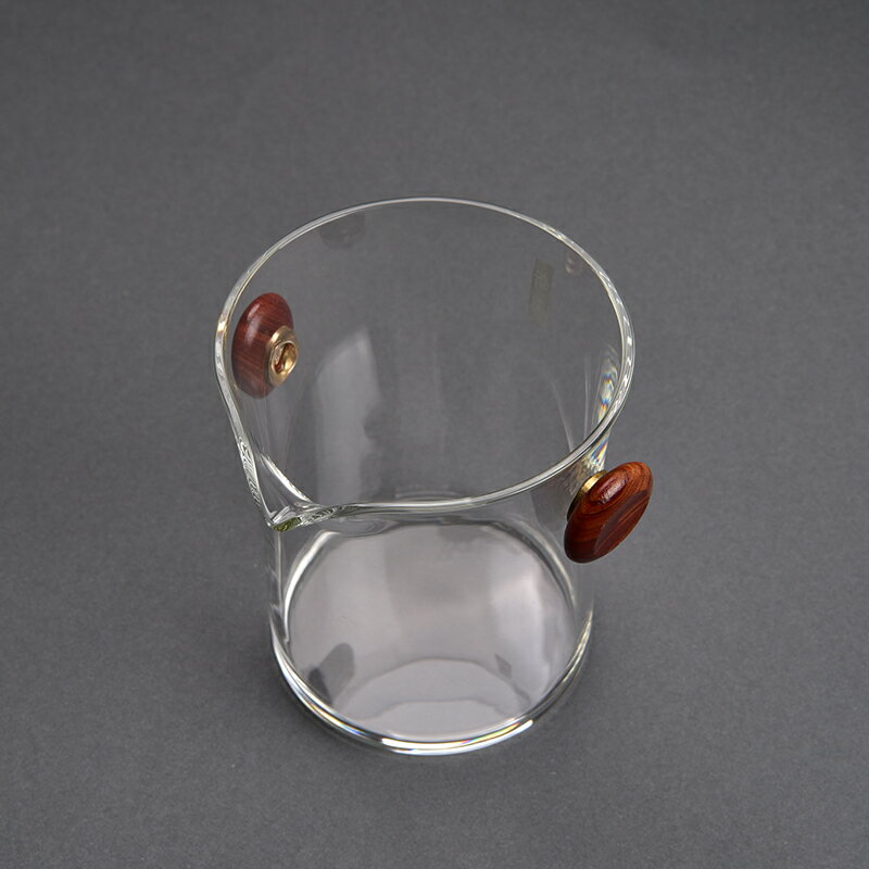 紅檀木雙耳公道杯 手工耐熱玻璃公道杯 加厚茶海分茶器 功夫茶具 2