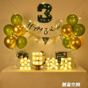 網紅ins周歲生日裝飾男女孩寶寶兒童派對場景布置桌飄氣球背景牆