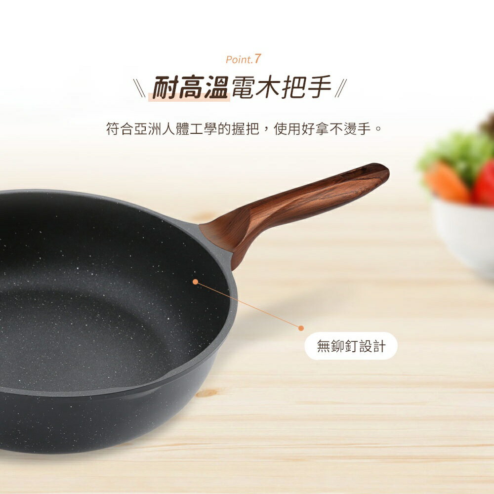 【美國MotherGoose 鵝媽媽】皮克超銀石不沾輕便平底鍋20cm 8