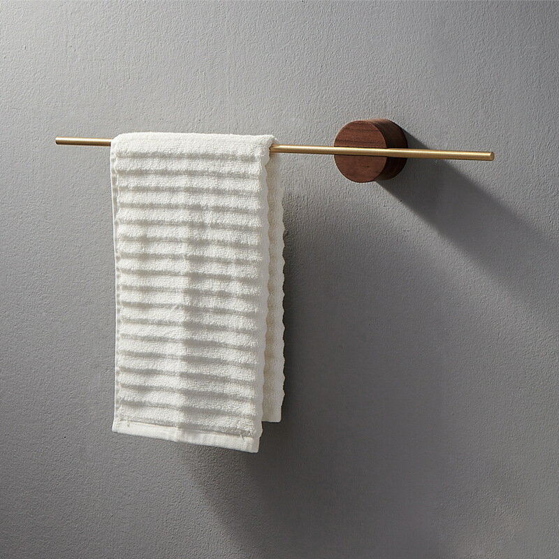毛巾架免打孔衛生間北歐金色創意浴巾置物架壁掛浴室木質毛巾桿 夏洛特居家名品