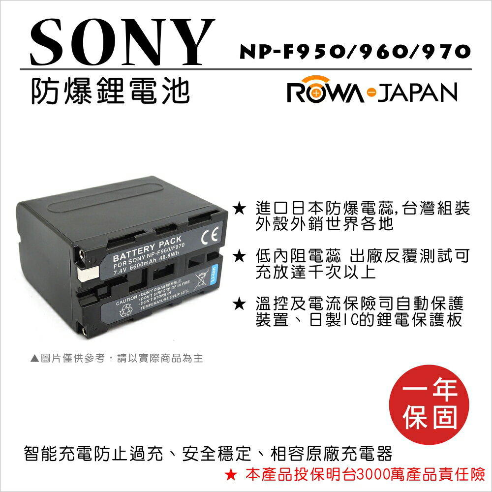 攝彩@樂華 FOR Sony NP-F950 960 970 相機電池 鋰電池 防爆 原廠充電器可充 保固一年
