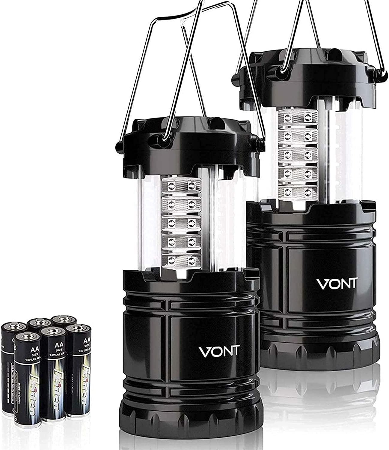 【美國代購】Vont 2 件組 LED 露營燈，超亮便攜式求生燈，颱風、緊急情況、暴風雨、停電，原裝可折疊露營燈/燈(內含電池)