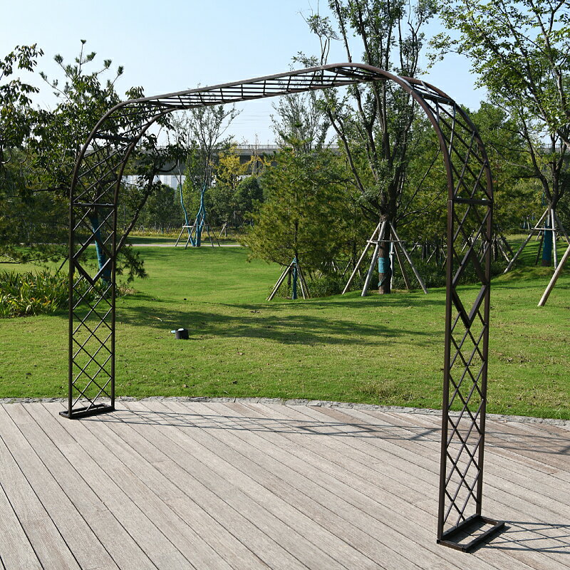 爬藤花架 攀爬架 花架 定製歐式鐵藝花園拱門花架爬藤架公園戶外鮮花月季庭院花門花支架『XY39361』 9