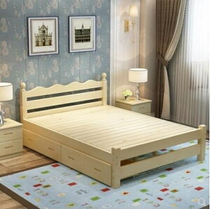 簡約床 簡約現代實木床主臥1.8米1.5米雙人床1.2米單人床出租房床經濟型 全館85折起 JD